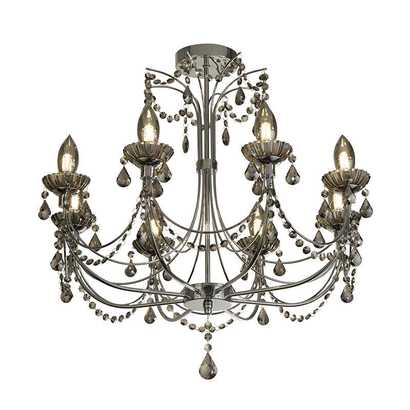 Image of Searchlight Luna 8 Arm Semi-Flush Bathroom Chandelier