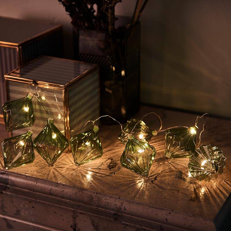 Image of Sirius Nellie Glass Battery Operated LED String Lights - 8 Lights