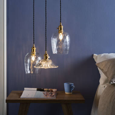 Image of Dar Hadano Dimpled Glass Ceiling Pendant Light