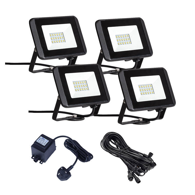 Image of EasyFit 12V Garden Lights Oak LED Floodlight Kit 4 Lights