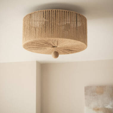 Image of Edit Modigliani Rattan Flush Ceiling Light