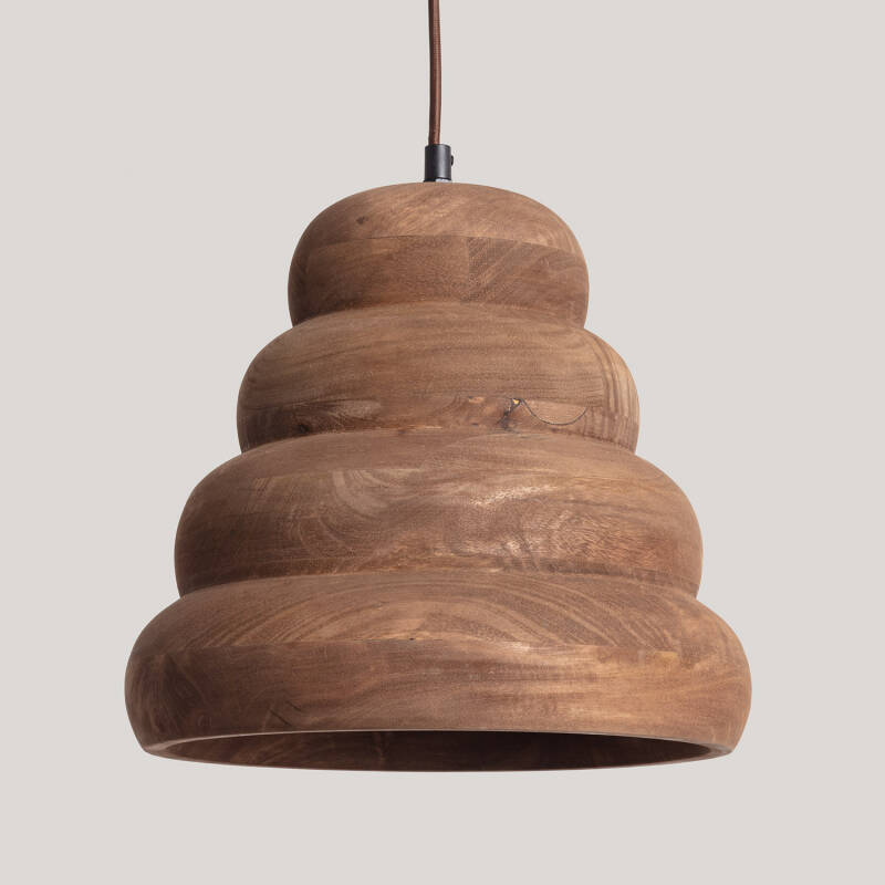 Image of Iluzzia Dallas I Wood Ceiling Pendant Light