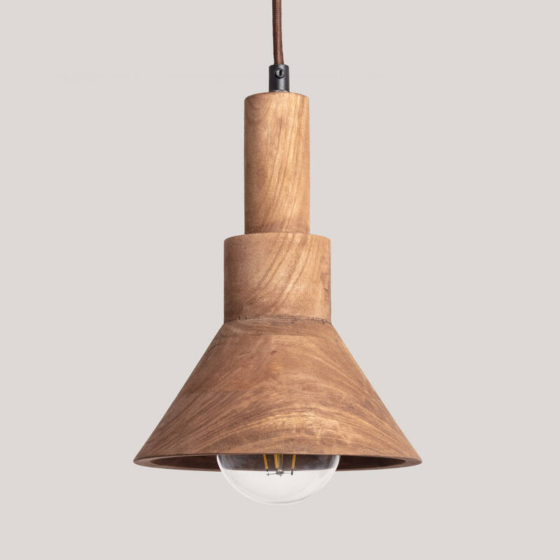Image of Iluzzia Dallas Wood Ceiling Pendant Light