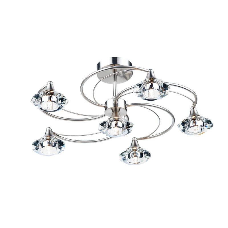 Image of Dar Luther 6 Arm Semi-Flush Ceiling Light