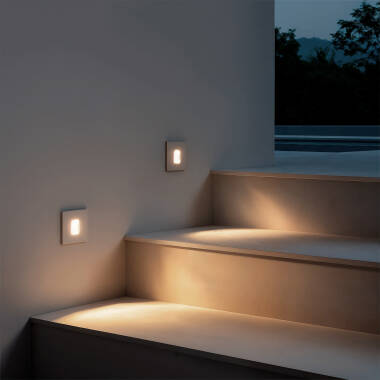 Image of Edit Grasset Square 2W Cool White LED Recessed Outdoor Wall Light
