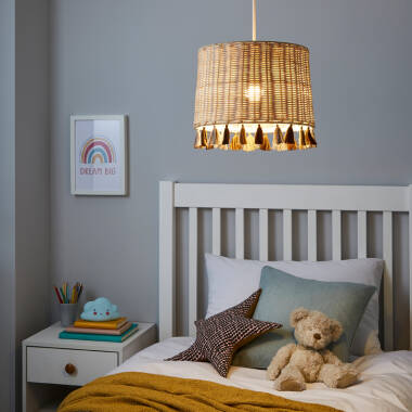 Image of Glow Rattan Tassel Ceiling Pendant Shade