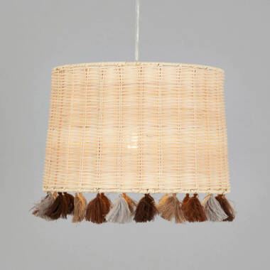 Image of Glow Rattan Tassel Ceiling Pendant Shade