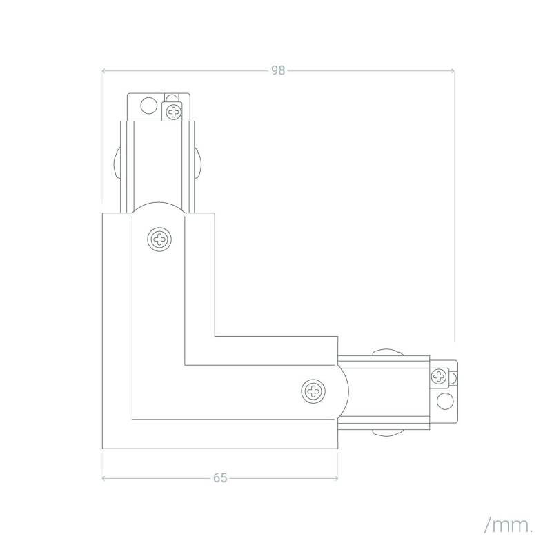 Image of Three Circuit Track Left Side L Shaped Connector
