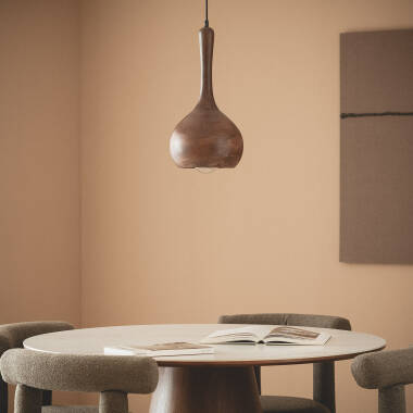 Image of Iluzzia Gatik Wood Ceiling Pendant Light