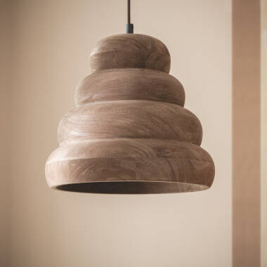 Image of Iluzzia Dallas I Wood Ceiling Pendant Light