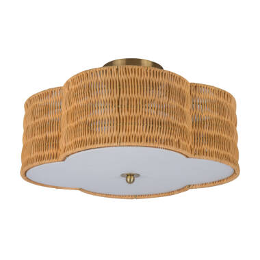 Image of Wisteria Daisy Rattan Flush Ceiling Light