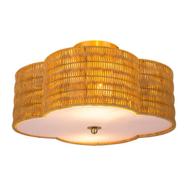 Image of Wisteria Daisy Rattan Flush Ceiling Light