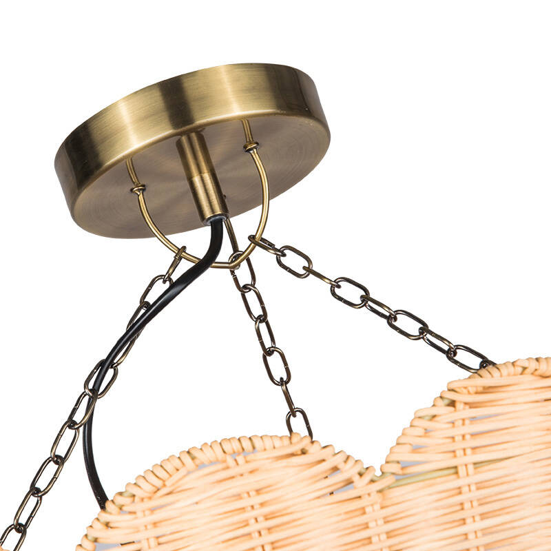 Image of Khudi & Khora Macchiato Rattan Semi-Flush Uplighter Ceiling Light