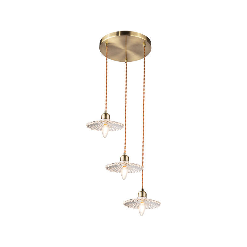 Image of Wisteria Notting Clear Glass 3 Light Cluster Ceiling Pendant