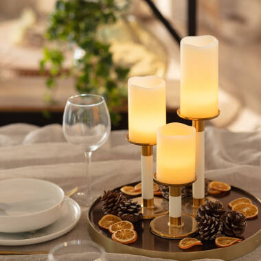 Edit Pack of 3 LED Natural Wax Candle with Remote Control