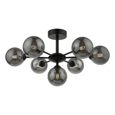 Dar Cohen 7 Arm Semi-Flush Ceiling Light With Smoked Glass