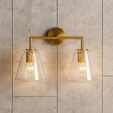 Westport Knurl Glass Twin Wall Light