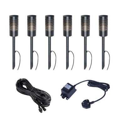 Easyfit 12V Garden Lights - Willow LED Outdoor Feature Stake Light Kit - 6 Lights