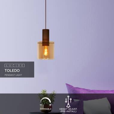 Image of Lucide Toledo Glass Ceiling Pendant Light