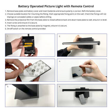 Image of Slimline Small Battery Operated LED Picture Light With Remote Control