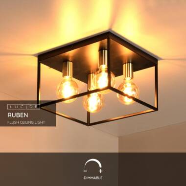 Image of Lucide Ruben 4 Light Flush Ceiling Light