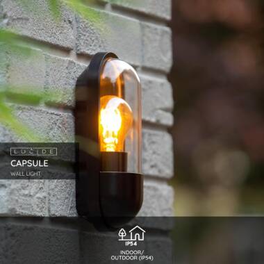 Image of Lucide Capsule Half Lantern Outdoor Wall Light