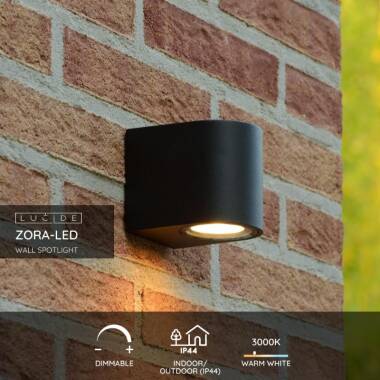 Image of Lucide Zora Round LED Outdoor Wall Light