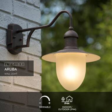 Image of Lucide Aruba Outdoor Hanging Lantern Wall Light