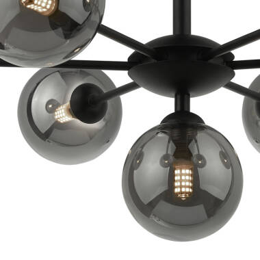 Image of Dar Cohen 7 Arm Semi-Flush Ceiling Light With Smoked Glass