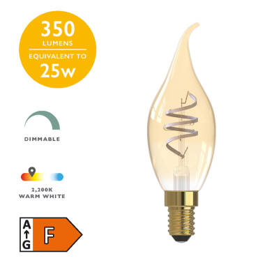 Image of Dar 4W Dimmable LED Decorative Filament Candle Bulb - Small Screw Cap