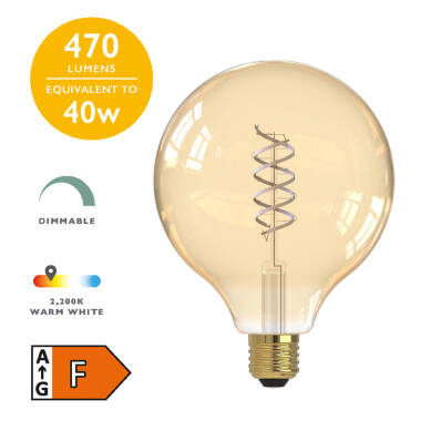 Image of Dar 5.5W Dimmable LED Decorative Filament 125mm Globe Bulb - Screw Cap - Pack of 4