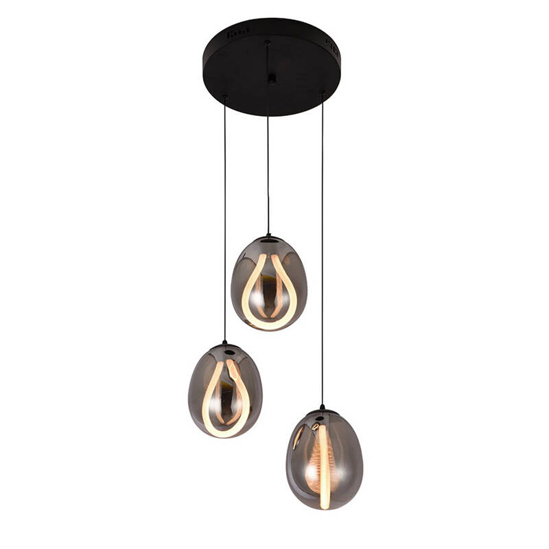 Image of Edit Melanie 3 Light LED Smoked Glass Cluster Ceiling Pendant