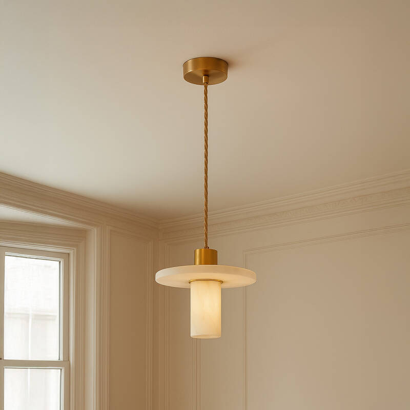 Image of Westport Pearl Alabaster Stone Ceiling Pendant Light