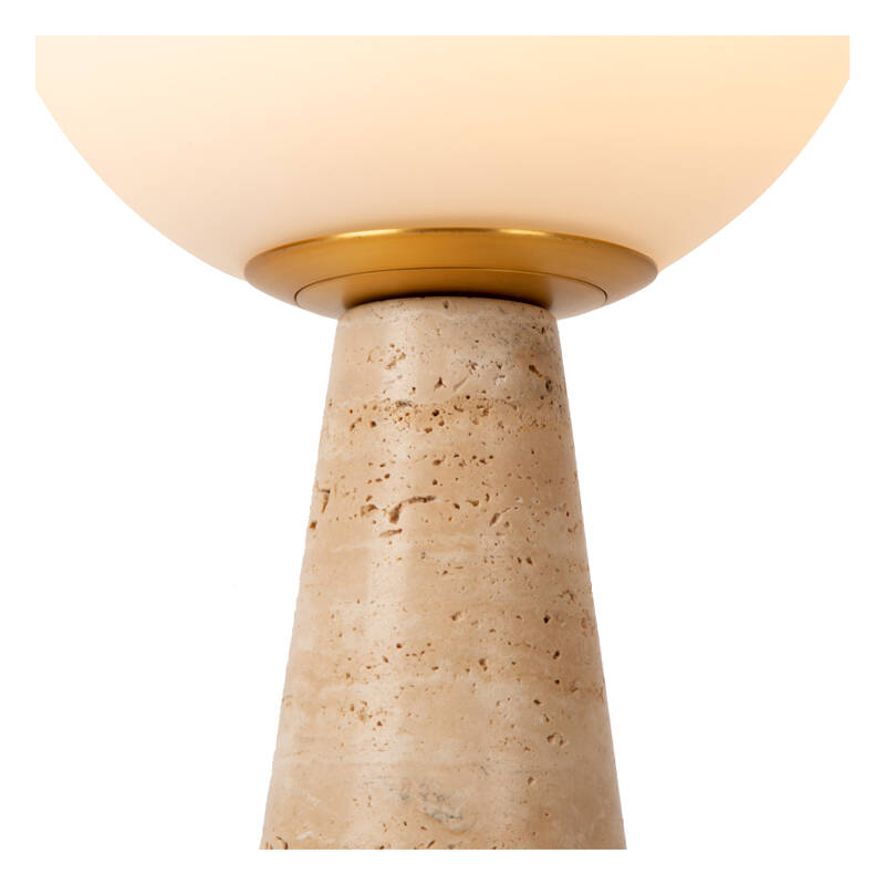 Image of Lucide Evin Glass and Stone Travertine Table Lamp
