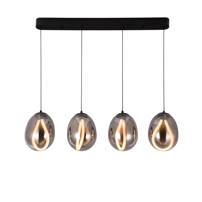 Image of Edit Melanie 4 Light LED Smoked Glass Bar Ceiling Pendant