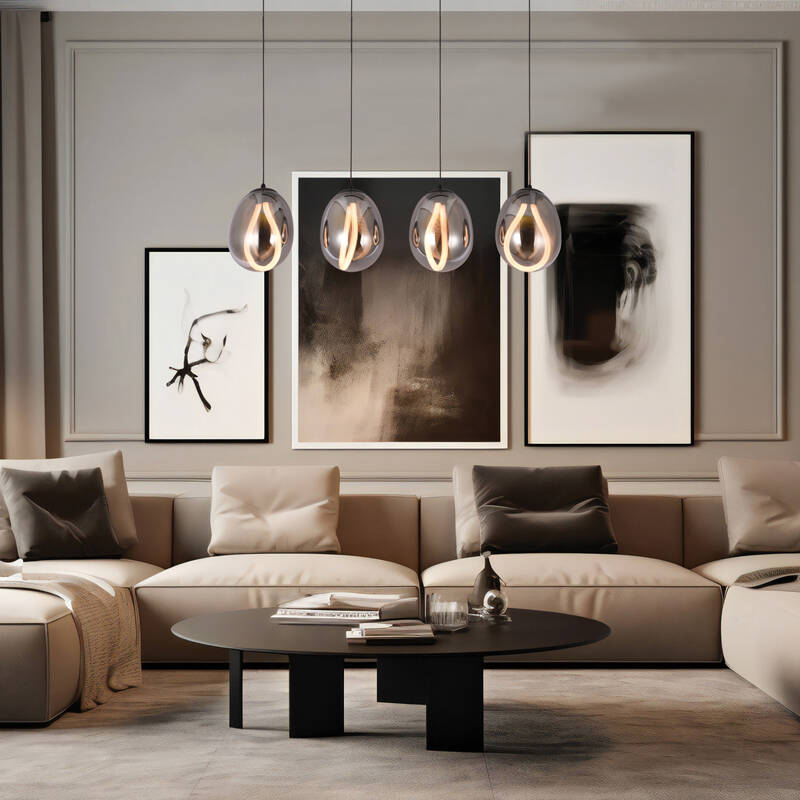 Image of Edit Melanie 4 Light LED Smoked Glass Bar Ceiling Pendant