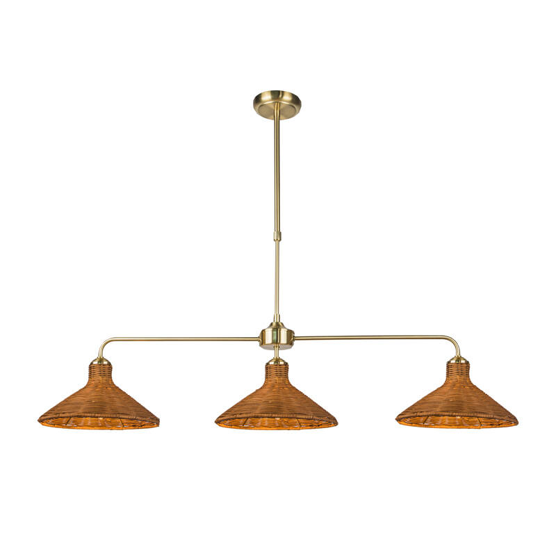 Image of Wisteria Mabel Rattan 3 Light Bar Ceiling Pendant