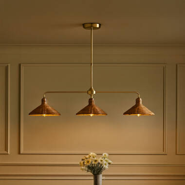 Image of Wisteria Mabel Rattan 3 Light Bar Ceiling Pendant