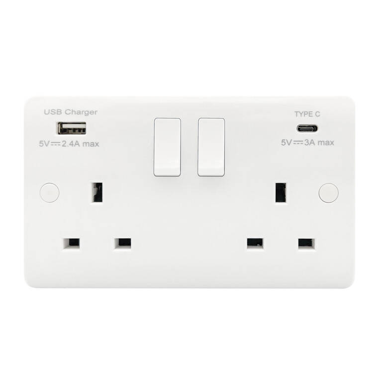 Image of Envirolight Verve UK Socket with USB A+C Charging Ports