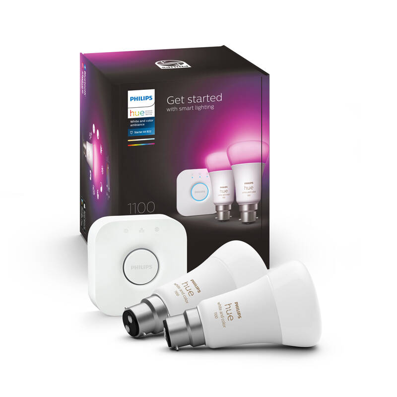 Image of Philips Hue 9W Smart Dimmable LED Bulb Bayonet Cap - Pack of 2