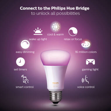 Image of Philips Hue 9W Smart Dimmable LED Bulb Bayonet Cap - Pack of 2