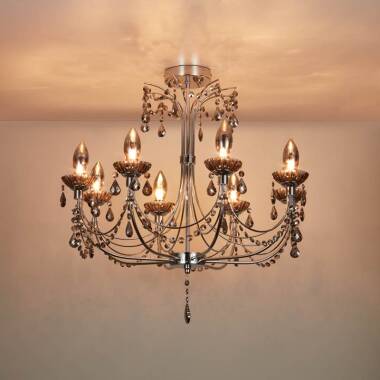Image of Searchlight Luna 8 Arm Semi-Flush Bathroom Chandelier