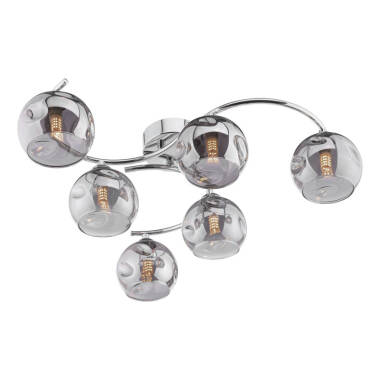 Dar Nikita 6 Light Glass Semi Flush Ceiling Light