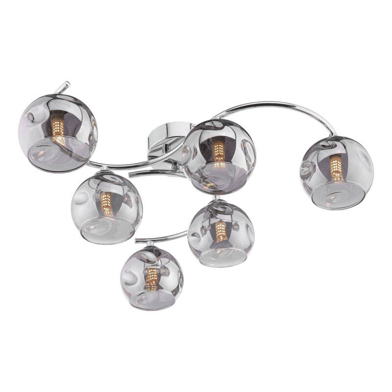 Image of Dar Nikita 6 Light Glass Semi Flush Ceiling Light