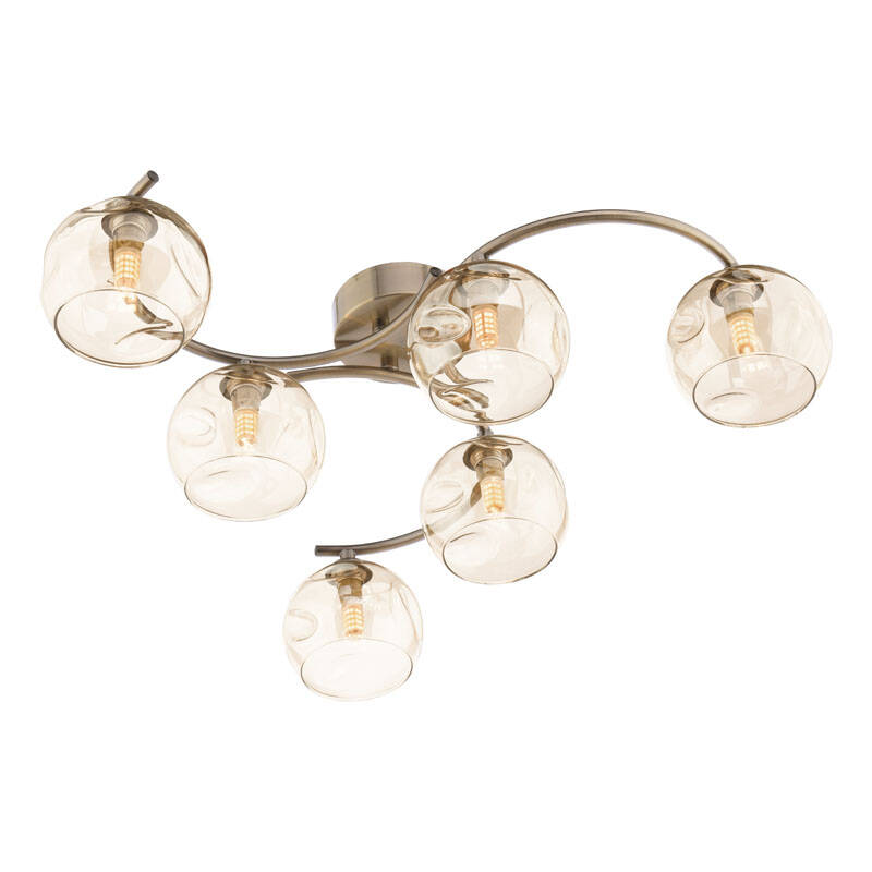 Image of Dar Nikita 6 Light Glass Semi Flush Ceiling Light