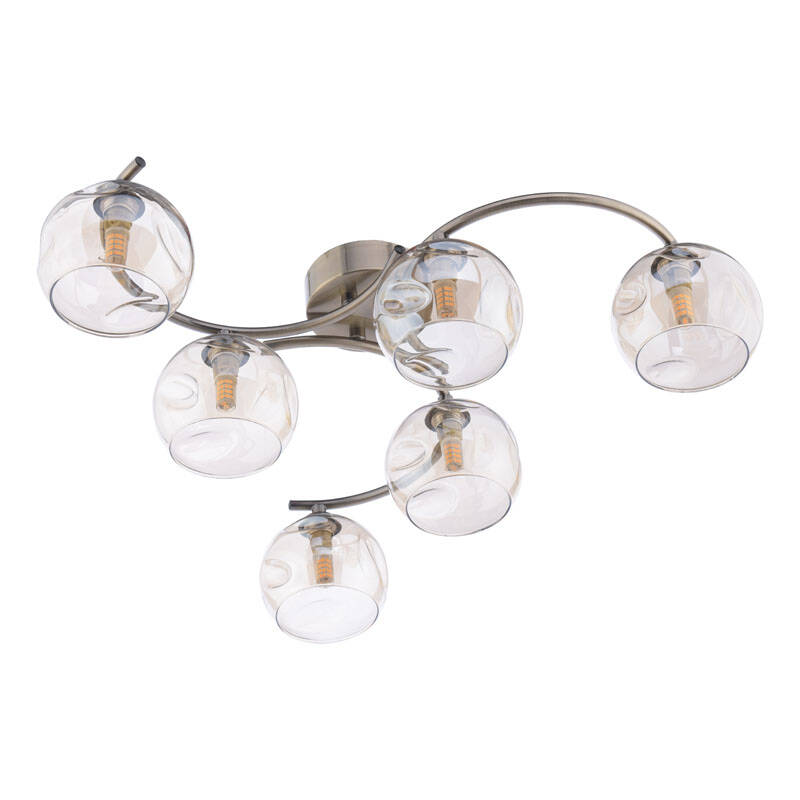 Image of Dar Nikita 6 Light Glass Semi Flush Ceiling Light