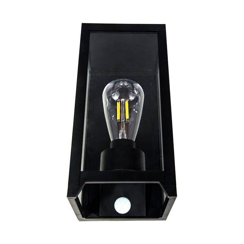 Image of Suri Athens Solar LED Half Lantern Outdoor Wall Light with PIR Sensor