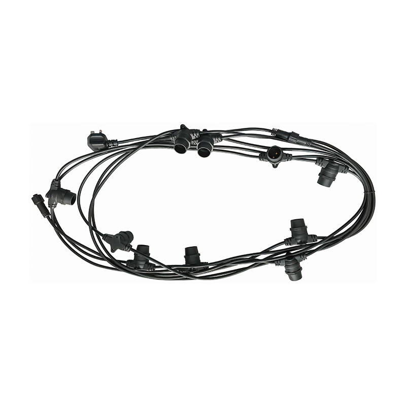 Image of Edit 7M Weatherproof Connectable Festoon Lighting - 10 Black Bulb Holders