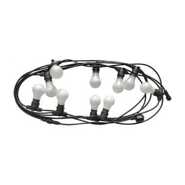 Image of Edit 7M Weatherproof Connectable Festoon Lighting - 10 Black Bulb Holders