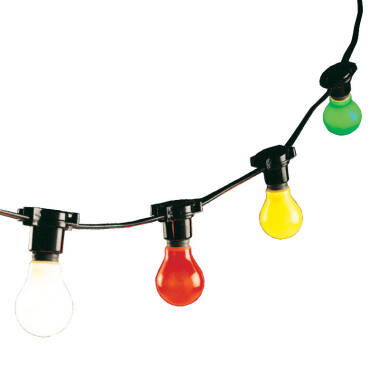 Image of Edit 7M Weatherproof Connectable Festoon Lighting - 10 Black Bulb Holders